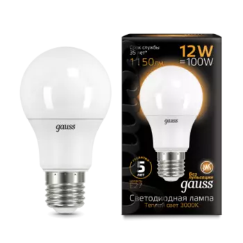 Лампа Gauss LED A60 12W E27 1150lm 3000K (102502112)