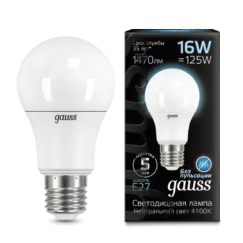 Лампа Gauss LED A60 16W E27 1470lm 4100K (102502216)