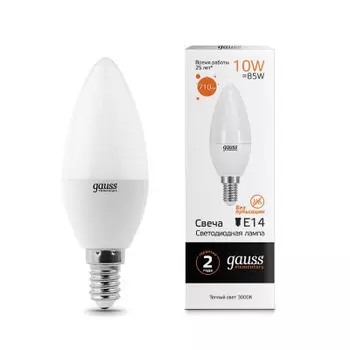Лампа Gauss LED Elementary Свеча 10W E14 710lm 3000K (33110)