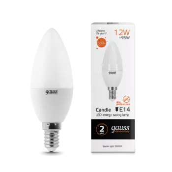 Лампа Gauss LED Elementary Свеча 12W 880lm E14 3000K (33112)