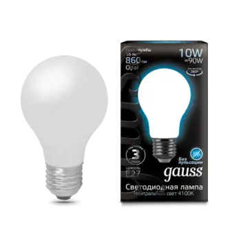 Лампа Gauss LED Filament A60 OPAL E27 10W 860lm 4100К (102202210)