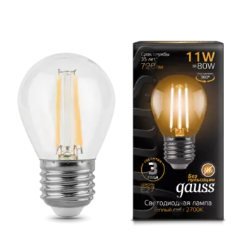Лампа Gauss LED Filament Шар E27 11W 720lm 2700K 1/10/50