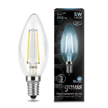 Лампа Gauss LED Filament Свеча E14 5W 450lm 4100К (103801205)