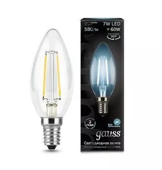 Лампа Gauss LED Filament Свеча E14 7W 580lm 4100К step dimmable (103801207)