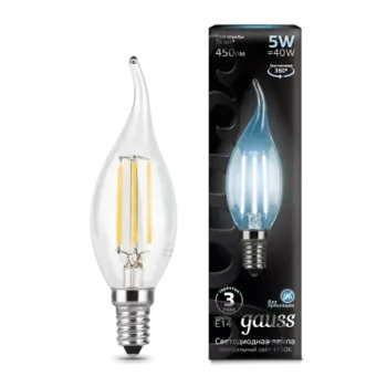 Лампа Gauss LED Filament Свеча на ветру E14 5W 450lm 4100K (104801205)