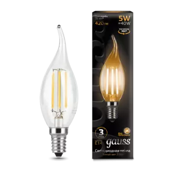 Лампа Gauss LED Filament Свеча на ветру E14 5W 420lm 2700K (104801105)