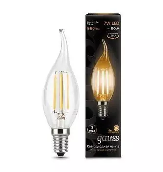 Лампа Gauss LED Filament Свеча на ветру E14 7W 550lm 2700К (104801107)