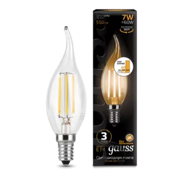 Лампа Gauss LED Filament Свеча на ветру E14 7W 550lm 2700K step dimmable 1/10/50