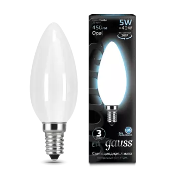 Лампа Gauss LED Filament Свеча OPAL E14 5W 450lm 4100К (103201205)