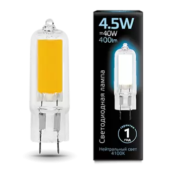 Лампа Gauss LED G4 AC220-240V 4.5W 400lm4100K Glass (107807204)