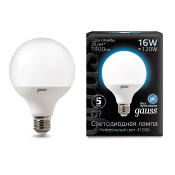 Лампа Gauss LED G95 E27 16W 1400lm 4100K (105102216)