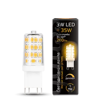Лампа Gauss LED G9 AC185-265V 3W 280lm 2700K (107309103)
