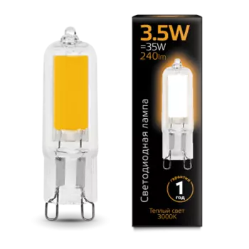 Лампа Gauss LED G9 AC220-240V 3.5W 240lm 3000K Glass (107809103)