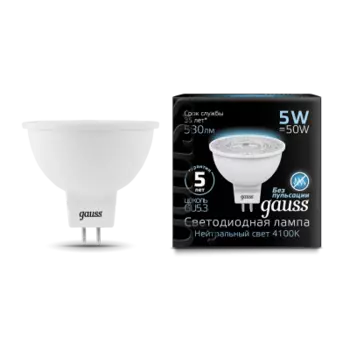 Лампа Gauss LED MR16 GU5.3 5W 530lm 4100K (101505205)