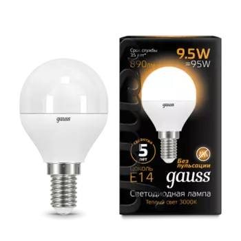 Лампа Gauss LED Шар E14 9.5W 890lm 3000K (105101110)