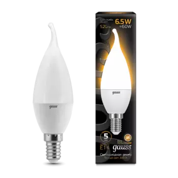 Лампа Gauss LED Свеча на ветру E14 6.5W 520lm 3000K (104101107)