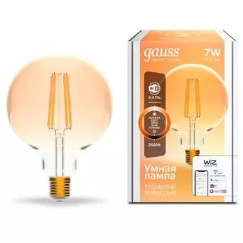 Лампа светодиодная филаментная Gauss Smart Home DIM E27 G95 Golden 7 Вт (1320112)