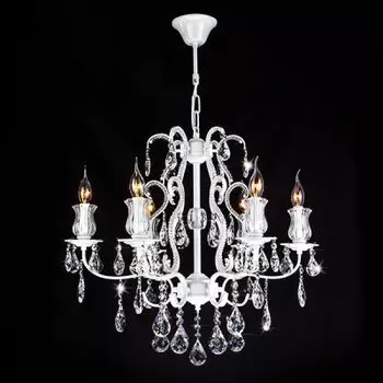 Люстра Евросвет 10077/6 глянцевый белый/прозрачный хрусталь Strotskis