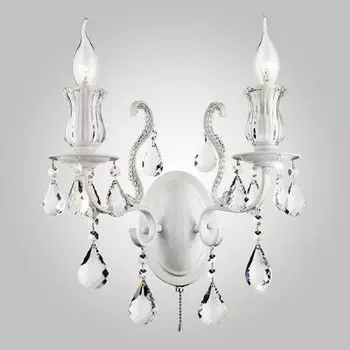 Настенный светильник бра Евросвет 10077/2 глянцевый белый/прозрачный хрусталь Strotskis