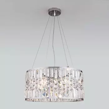 Подвесная хрустальная люстра Eurosvet 10116/5 хром/прозрачный хрусталь Strotskis Lory