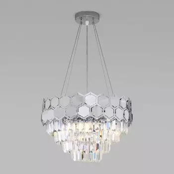 Подвесная люстра с хрусталем Eurosvet 10113/5 хром/прозрачный хрусталь Strotskis Ariana