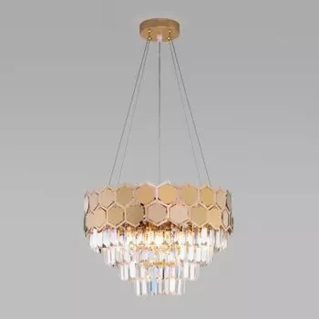 Подвесная люстра с хрусталем Eurosvet 10113/5 золото/прозрачный хрусталь Strotskis Ariana