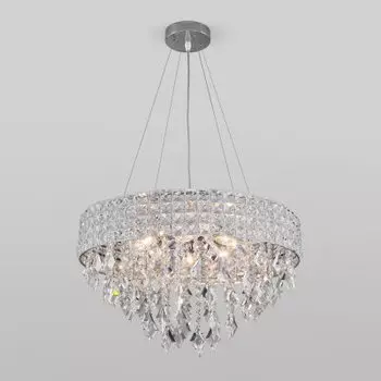 Подвесная люстра с хрусталем Eurosvet 10115/8 хром/прозрачный хрусталь Strotskis Kira