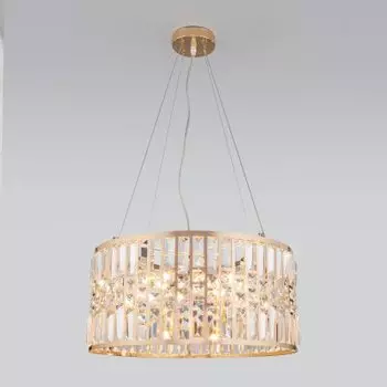 Подвесная люстра с хрусталем Eurosvet 10116/5 золото/прозрачный хрусталь Strotskis Lory