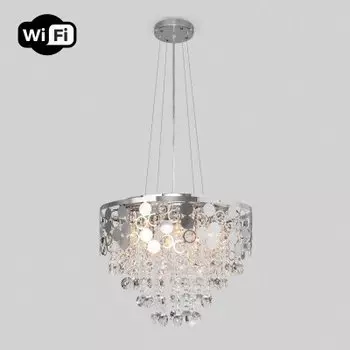 Подвесная люстра с управлением по Wi-Fi Eurosvet Lianna 10123/8 хром/прозрачный хрусталь Strotskis Smart