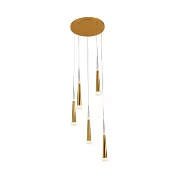 Подвесной светильник на кругу РЭЙ золото d50 h150 Led 35w (4000K) Kink light 6114-5A,33