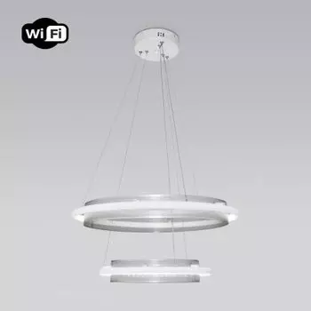 Подвесной светодиодный светильник с управлением по Wi-Fi Eurosvet Imperio 90241/2 белый/ серебро Smart