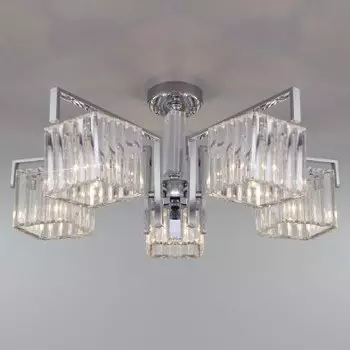Потолочная хрустальная люстра Eurosvet 10117/5 хром/прозрачный хрусталь Strotskis April