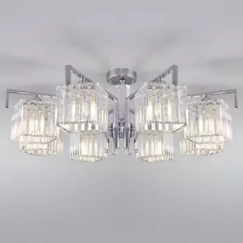 Потолочная люстра с хрусталем Евросвет 10117/8 хром/прозрачный хрусталь Strotskis April