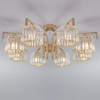 Потолочная люстра с хрусталем Eurosvet 10117/8 золото/прозрачный хрусталь Strotskis April