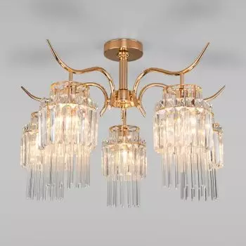 Потолочная люстра с хрусталём 10119/5 золото/прозрачный хрусталь Strotskis Евросвет