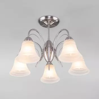 Потолочная люстра со стеклянными плафонами Eurosvet 30173/5 сатин-никель Dana