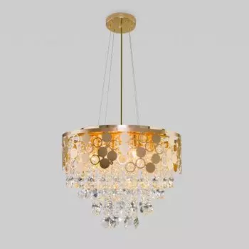 Потолочно-подвесная люстра с хрусталем Евросвет 10114/8 золото/прозрачный хрусталь Strotskis Lianna