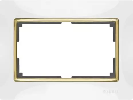 Рамка для двойной розетки (белый/золото) WL03-Frame-01-DBL-white-GD Werkel