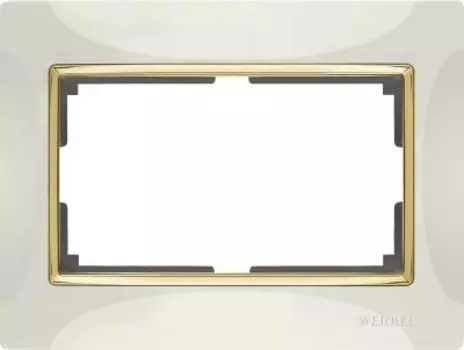 Рамка для двойной розетки (слоновая кость/золото) WL03-Frame-01-DBL-ivory-GD Werkel