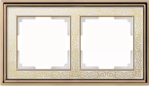 Рамка на 2 поста (золото/белый) WL77-Frame-02 Werkel