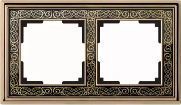 Рамка на 2 поста (золото/черный) WL77-Frame-02 Werkel