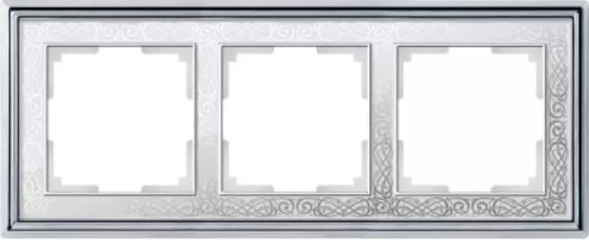 Рамка на 3 поста (хром/белый) WL77-Frame-03 Werkel