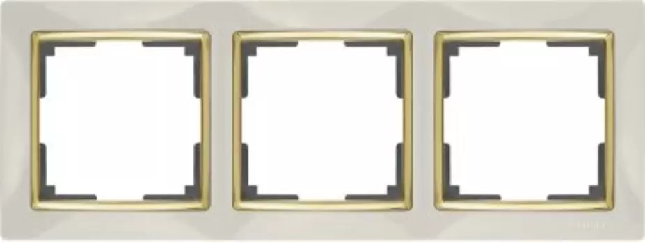 Рамка на 3 поста (слоновая кость/золото) WL03-Frame-03-ivory-GD Werkel