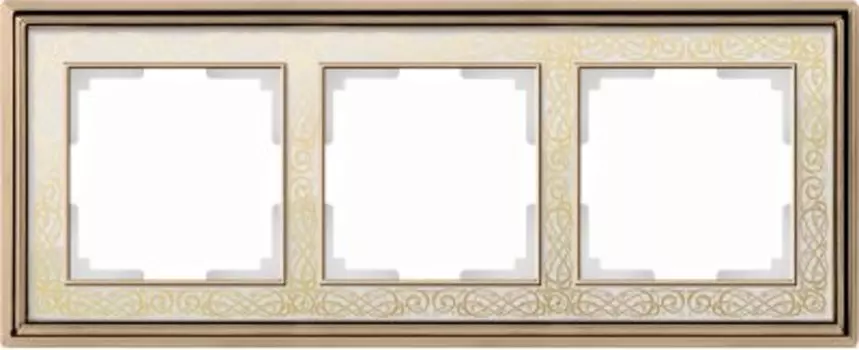 Рамка на 3 поста (золото/белый) WL77-Frame-03 Werkel