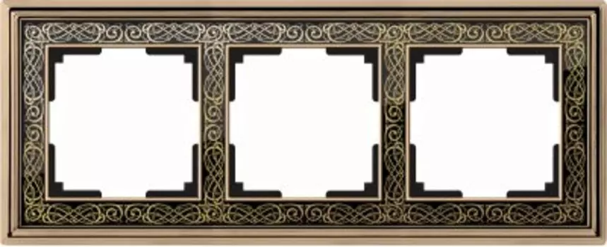 Рамка на 3 поста (золото/черный) WL77-Frame-03 Werkel