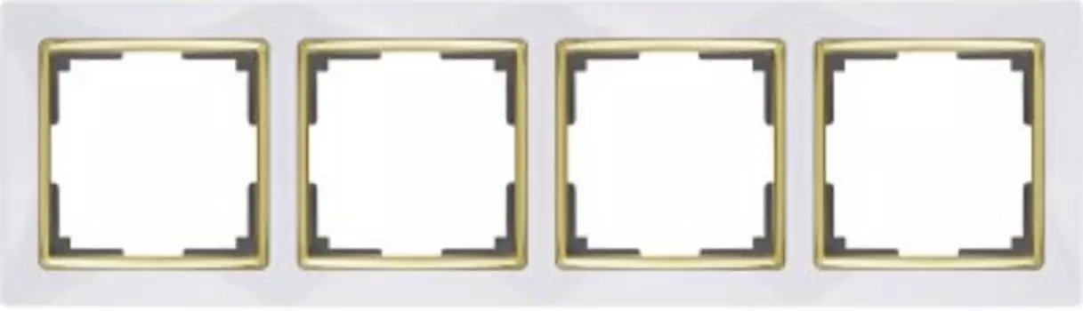 Рамка на 4 поста (белый/золото) WL03-Frame-04-white-GD Werkel