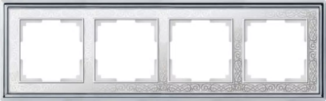 Рамка на 4 поста (хром/белый) WL77-Frame-04 Werkel