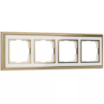 Рамка на 4 поста (золото/белый) W0041329 Werkel