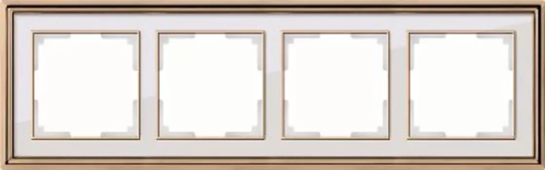 Рамка на 4 поста (золото/белый) WL17-Frame-04 Werkel