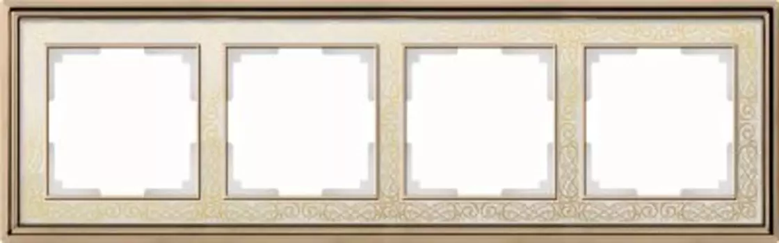 Рамка на 4 поста (золото/белый) WL77-Frame-04 Werkel